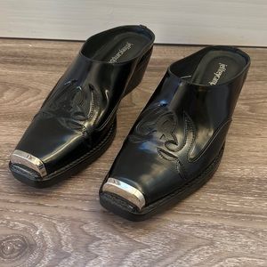 Jeffrey Campbell Black Patent Leather Western Mules Size 6